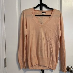 Peach J. Crew Cotton V Neck Sweater